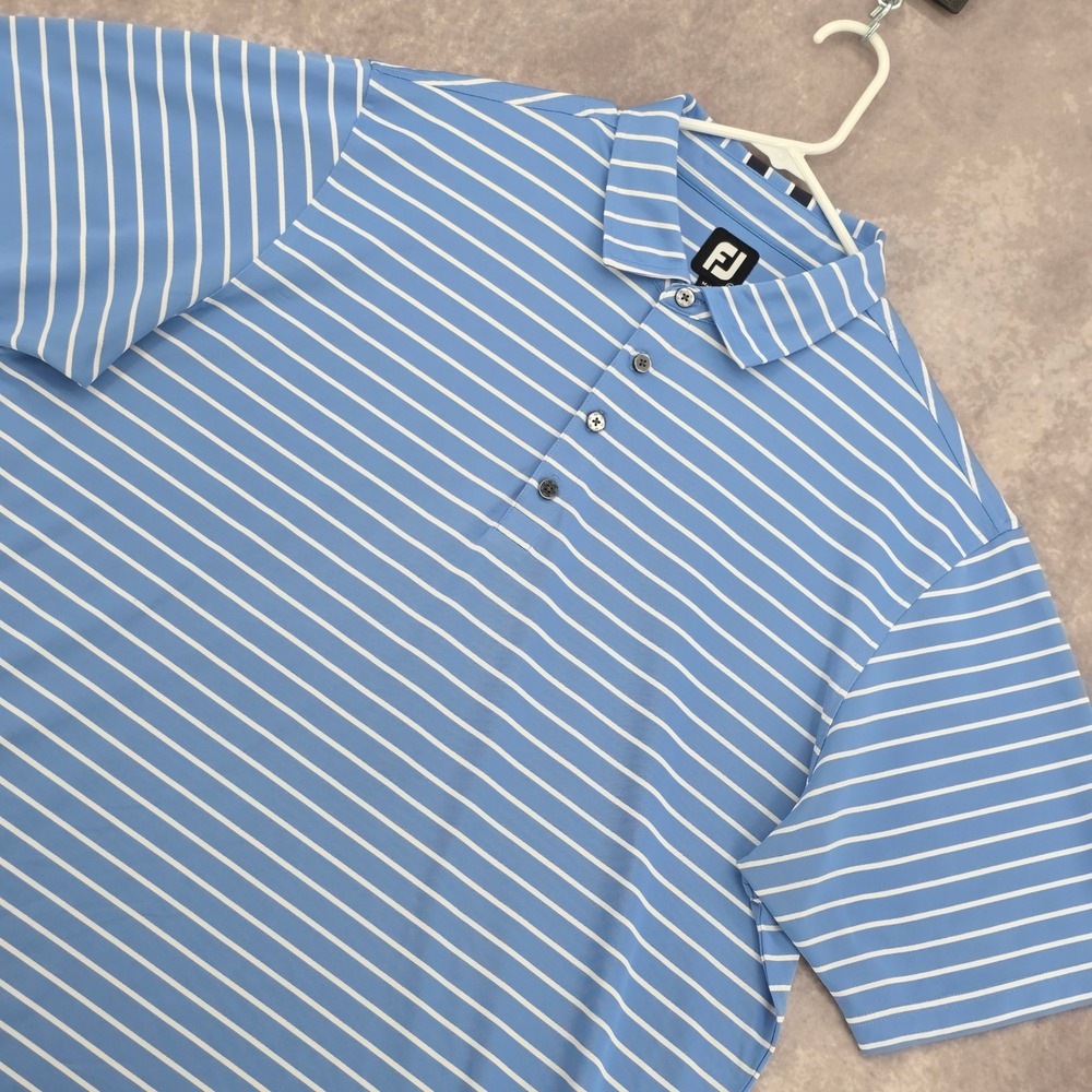 FootJoy Mens XL ProDry Golf Polo Shirt Light Blue White Striped Performance FJ